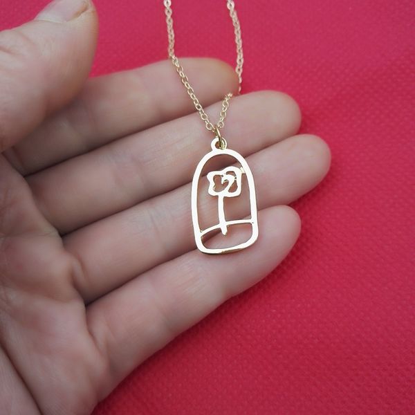 

1pc wholesale cute little prince pendant necklace rose flower in the enchanting child love fairy tale to send girls lucky woman mother men&#, Silver