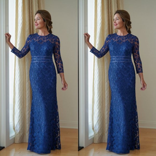 

royal blue mother of the bride dresses jewel neck full lace mothers dress long sleeve floor length wedding guest gowns, Black;red