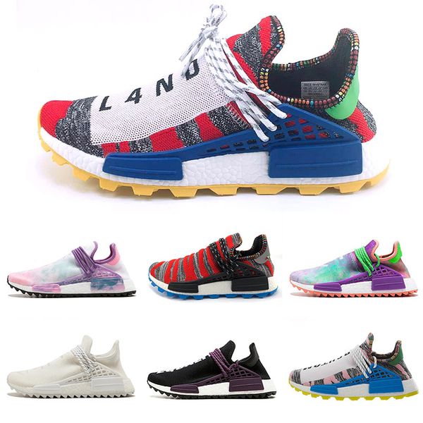 

2018 новой расы человека Мужчины Женщины спортивные кроссовки хвост галстук-краситель Солнечный Pack_1 розовое свечение Pharell Уильямс тренеров Size5-11