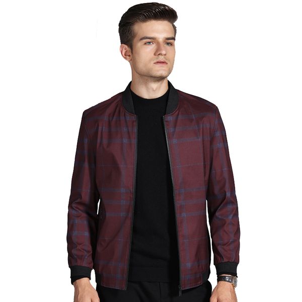 

mens jackets and coats spring and autumn stripes short baseball jack red casual zipper jacket for men streetwear, Black;brown