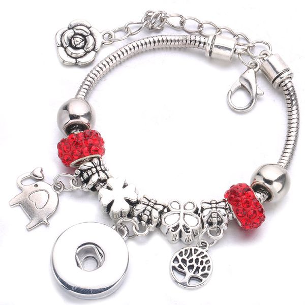 

New ilver plated diy nap button random bracelet pendant cry tal chain with 18mm nap button for women 039 acce orie whole ale a46 3