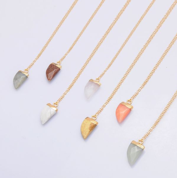 

stone necklace long sweater natural stone pendant necklace, Silver