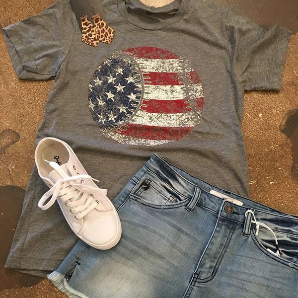 

plus size women t-shirts print o-neck short sleeve 2018 summer casual american flag baseball tshirt 2xl3xl oversize tees, White