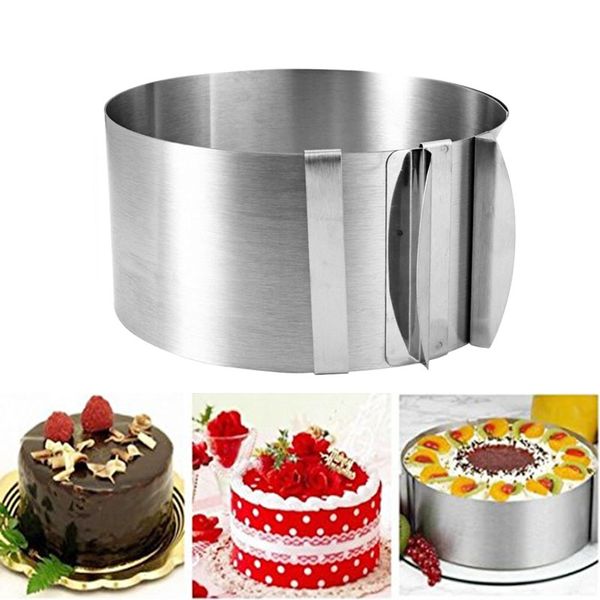 

new arrival retractable stainless steel circle mousse ring baking tool set cake mould mold size adjustable bakeware