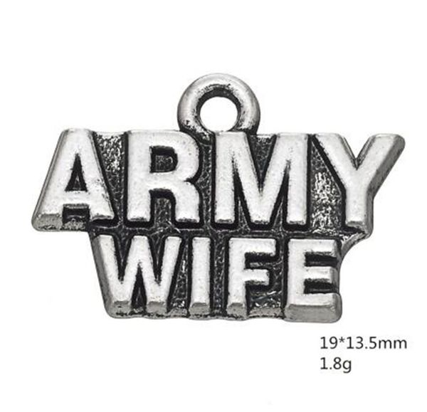 

2021 word army wife charm accessories charm jewelry for making, Bronze;silver