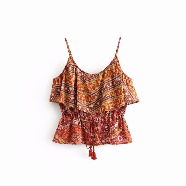 

holiday wind 40-8076 european and american fashion style cashew positioning printed lotus leaf sling coat, White