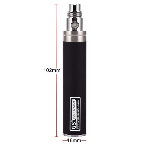 

WOLFTEETH GS эго II премьер-2200mAh перезаряжаемые снизу микро-USB зарядка, 510 E-Шиша E-Сигарета (Черный 121502)