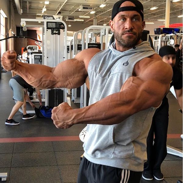 

sports men running vest hooded sleeveless shirt male fitness tankcotton mens bodybuilding vest joggers gym undershirt, Black;blue