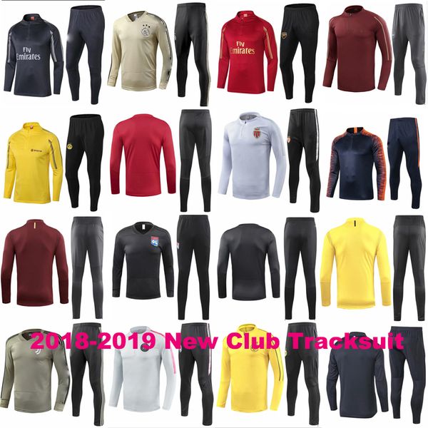 

Track uit urvetement chandal futbol 18 19 club football training uit equipe de lyon monaco occer track uit p gjuve realmadrid barca, Black;red