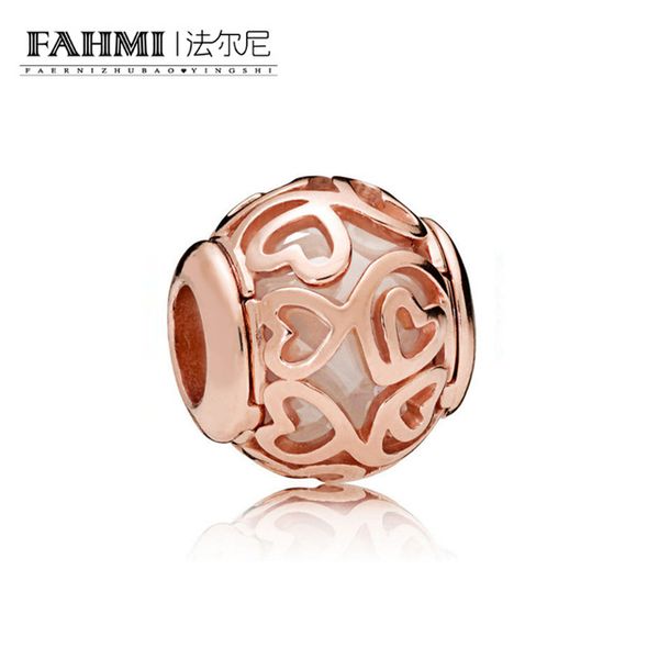

fahmi 100% 925 sterling silver 1:1 authentic classic rose hearts filigree 787348cz exquisite charm women's wedding beads jewelry, Black