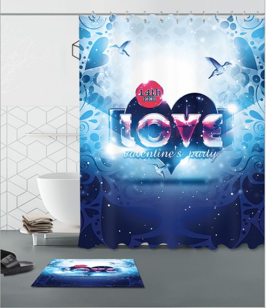 

blue life and death pattern 3d print custom waterproof bathroom modern shower curtain polyester fabric bathroom curtain door mat sets