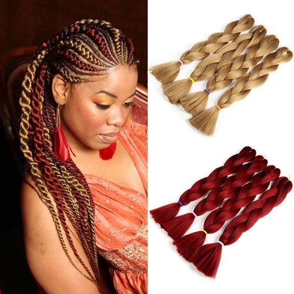 24 Inch 80g Pc Xpression Jumbo Braiding Hair Honey Blonde Burgundy