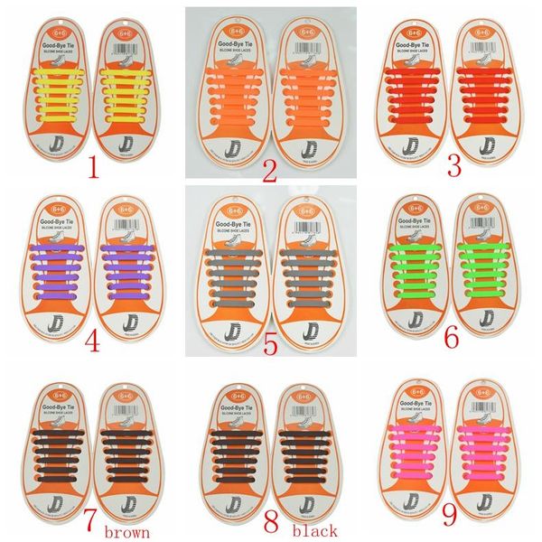 

Unisex Easy No Tie Shoelaces Kids Silicone Elastic Shoe Laces Kids Running Shoelaces Fit All Sneakers 12pcs/set