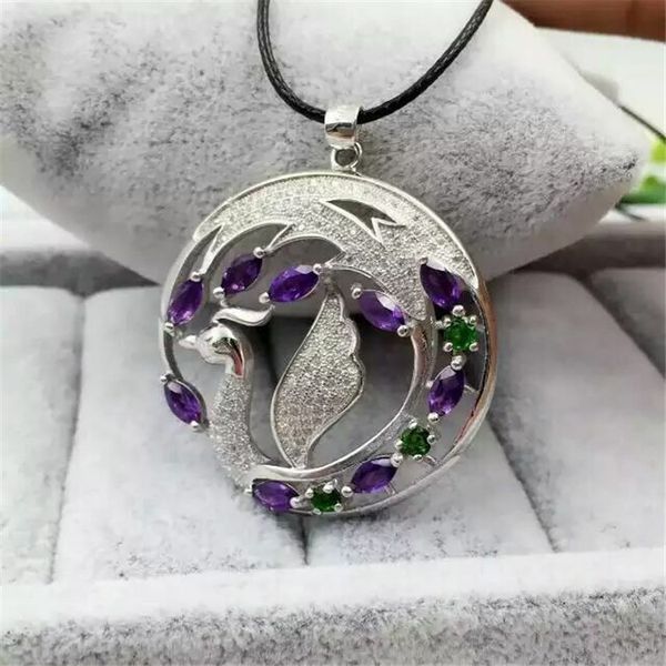 

kjjeaxcmy boutique jewels 925 pure silver natural transparent stone female special shaped pendant + necklace goddess mosaic