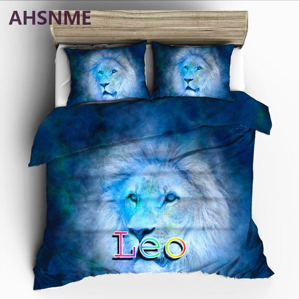 

ahsnme 12 constellation leo bedding set high-definition print quilt cover for ru au eu king  double size jogo de cama