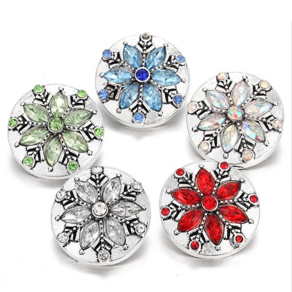 

10pcs new christmas snap jewelry crystal snowflakes flower snap buttons for 18mm metal snap button bracelet christmas gift, Bronze;silver
