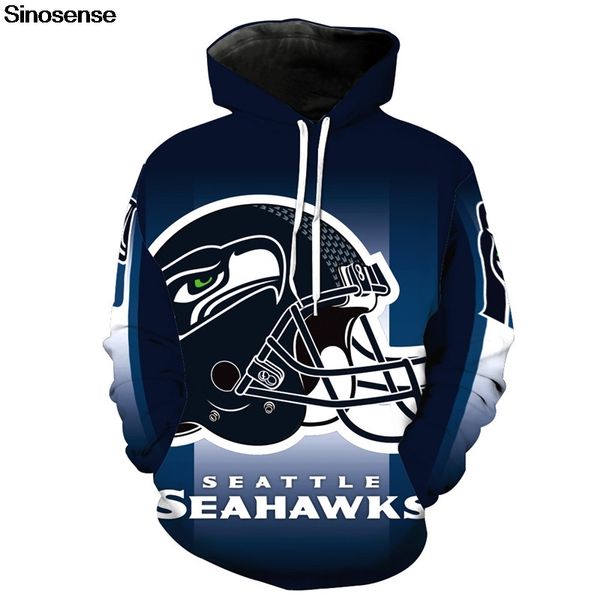 

eur size seattle seahawks hoodies men women autumn winter long sleeve hoodie sweatshirt 2019 tracksuit 3d clothes pullover, Black