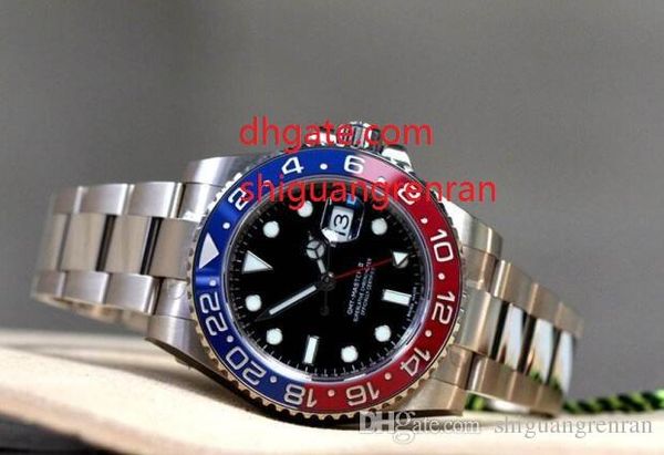 

Luxury aaa men watche gmt ii 116719 126719 red blue ceramic bezel black dial 18k white gold automatic watch men wri twatch