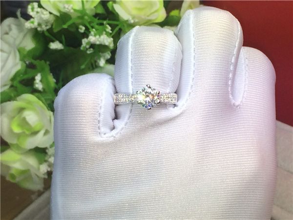 

zhf jewelry 100% 925 sterling silver wedding rings for women with s925 stamp 2 ct cz diamond engagement rings women jewelry, Golden;silver