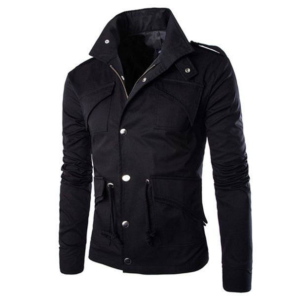 

fashion men cotton military jacket british trade temperament slim large size stylish mens jackets army designer jacket, Black;brown