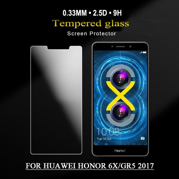 

0.26mm 2.5d mobile phone screen protector for huawei honor5c glass screen protector with retial packing