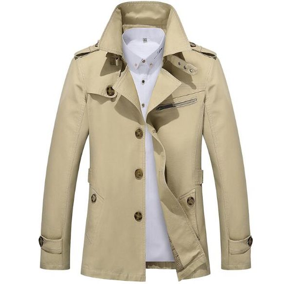 

5xl 2018 spring men's fashion windbreaker jacket korean version of the slim business casual cotton long trench coat, Tan;black