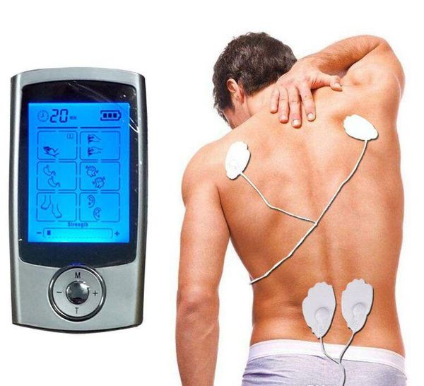 

16 modes tens unit digital electronic pulse massager therapy muscle full body mini acupuncture magnetic therapy tens massage silver blue