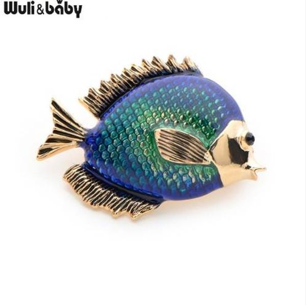 

wuli&baby rhinestone blue fish brooches cute animal fish party weddings banquet brooches collar pins new year's gifts, Gray