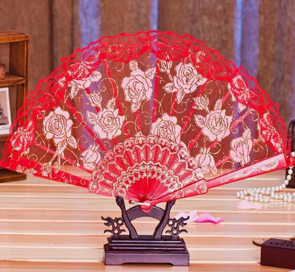 

кружевной ткани шелк складной ручной танец вентиляторы цветок партии свадебный выпускной вечер