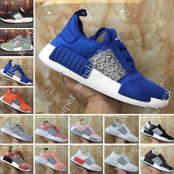 

wholesale 2018 new men r1 monochrome mesh triple white black women running shoes sneakers fashion men runner primeknit casual shoes