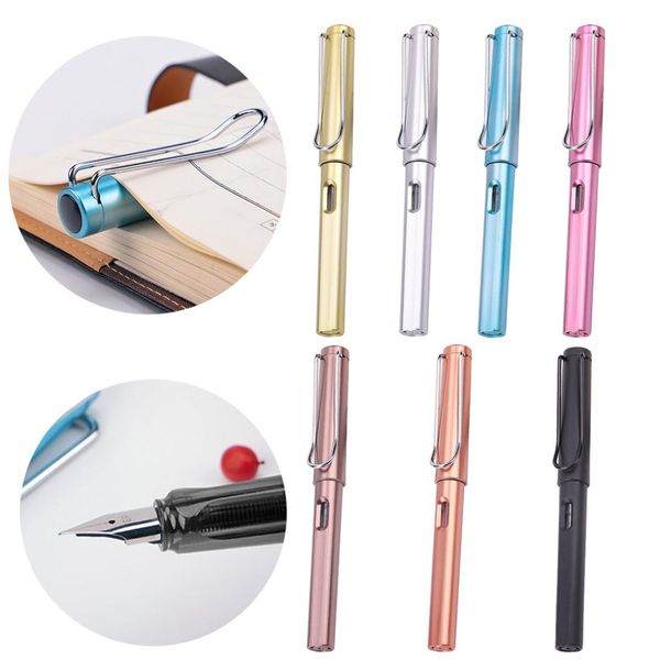 

new fashion colorful 0.5mm 0.38mm metal texture fountain pen replaceable ink pen business student stationery