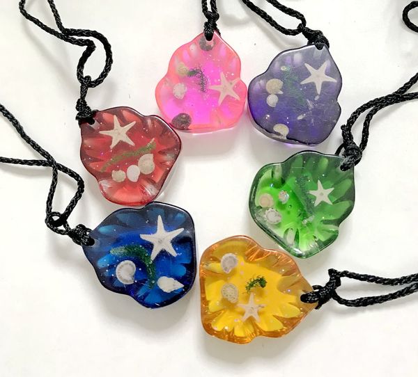 

6 pcs fashion starfish jewelry chic colorful pendant, Silver
