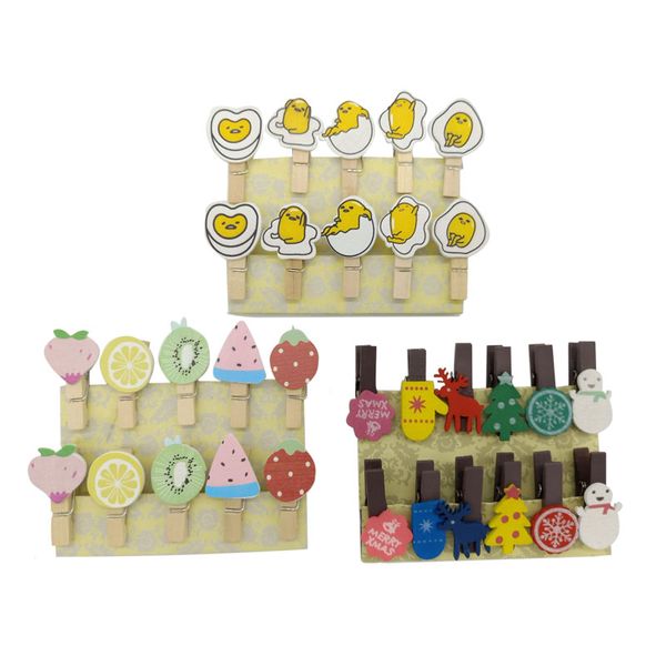 

10pcs/lot cute cartoon egg fruit christmas diy multifunction wooden clip with rope decoration clip