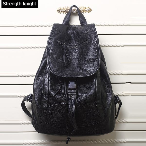 

new 2017 high-grade leather backpacdesigner washed leather bag backpack retro korean backpack shoulder bag for girls y79