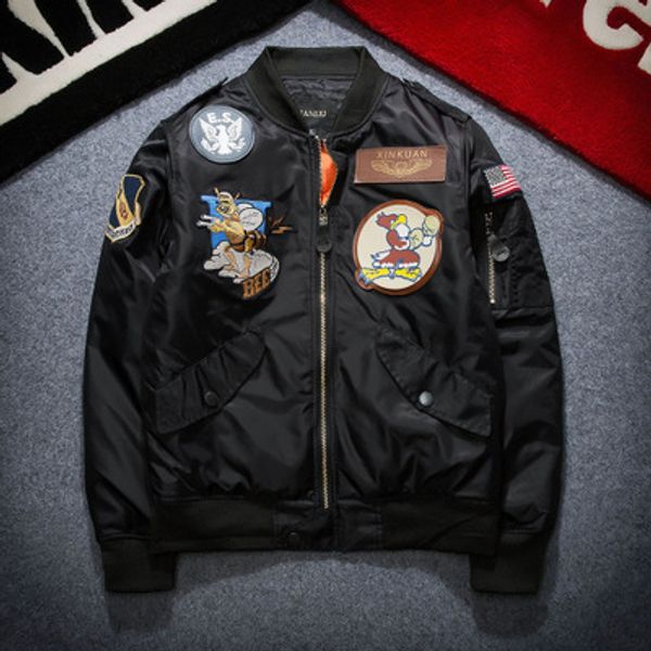 

Fashion Mens Bomber Jacket Thick And Thin MA-1 Pilot Jacket Funny Printed With Epaulet Applique Windbreaker Outwear