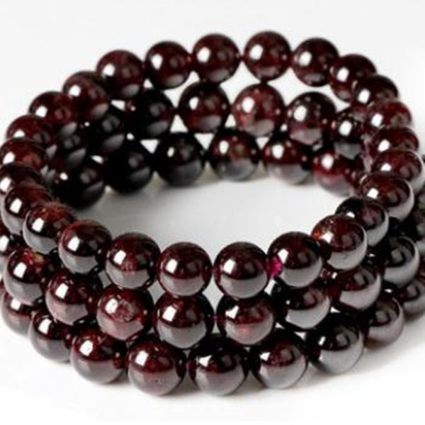 

wine red garnet stone buddha beads gem stone bracelets for women strand bracelet men jewelry pulseras, Black