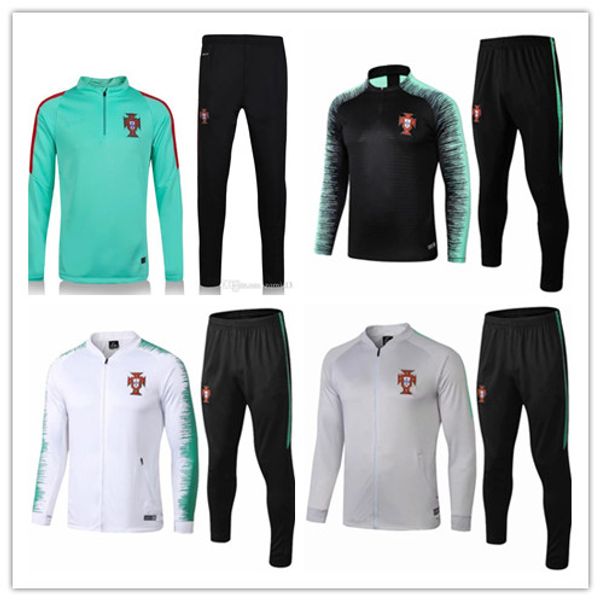 

2017 18 19 portugala trainingsuit kits longsleeve jacket tracksuit soccer jersey ronaldo giroud jersey football training wear, Black