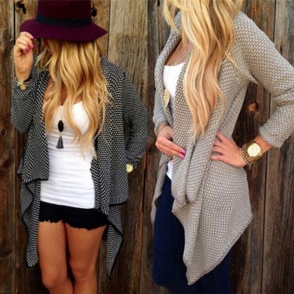 

fashion 2017 sweaters cardigans lapel collar jumper ponchos coats irregular vintage sweaters for women girls autumn, White;black