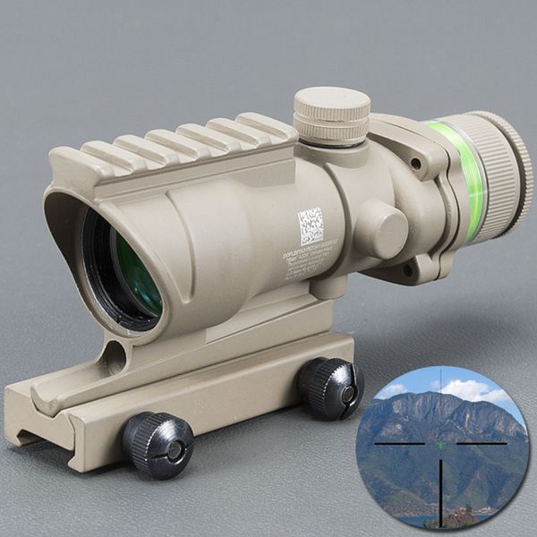 

Trijicon ACOG Tan Color Tactical Style 4x32 Rifle Scope Red Dot Green Optical Fiber 20mm RaiL