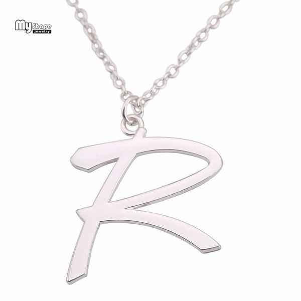 

my shape silver alphabet pendant choker friendly alloy english letter necklaces for women gift capital r statement necklace men