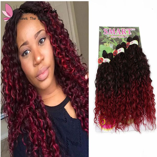 Synthetic Jerry Curly Hair Weaving Extensions Ombre Black Color