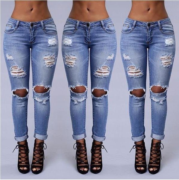 Compre Moda Boyfriend Hole Ripped Jeans Pantalones De Mujer Cool