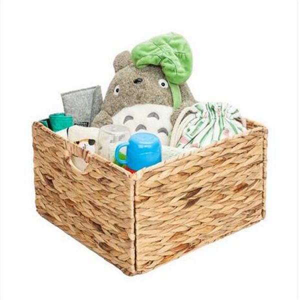 

wholesales folding water hyacinth storage basket wood color storage baskets