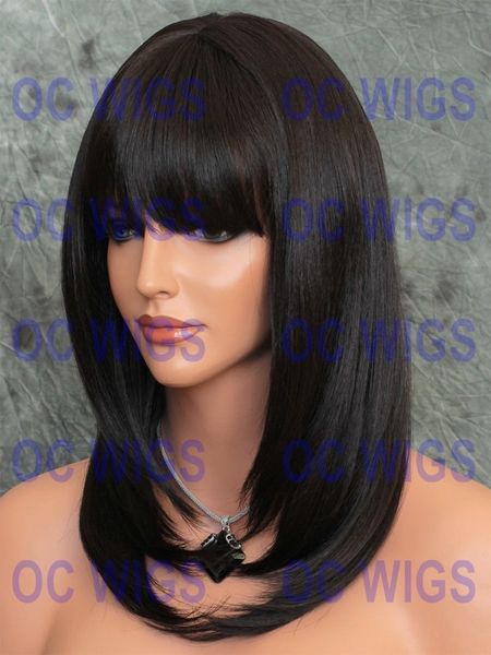 

dark brown shoulder layered straight heat ok full synthetic hair wig wblp 4, Black;brown