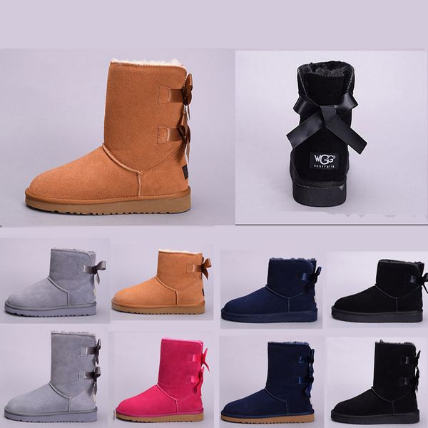 

Hot Womens christmas WGG Australia Half Knee Boots Girls designer chestnut coffee Black Grey Red Women Boot Snow boots Winter leather boots