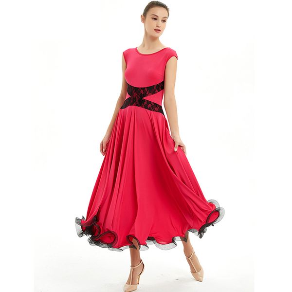 

ballroom dance dresses summer new short sleeve dancing costume women waltz ballroom competition dance dress waltz tango costume, Black;red