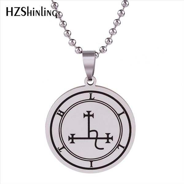

new stainless steel pendant necklace sigil of lilith pendants fashion silver chain men's symbol of lilith seal jewelry