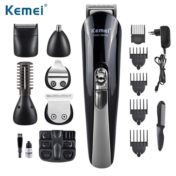 

kemei600 6 in 1 hair trimmer titanium hair clipper electric shaver beard trimmer men styling tools shaving machine 100-240v