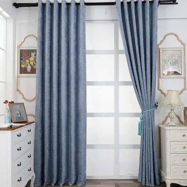 2019 Nordic Blackout Cotton Solid Color Curtains Modern
