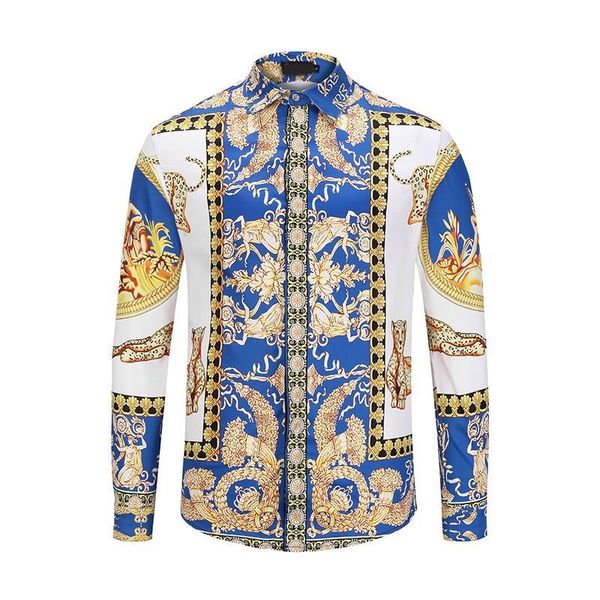 

2019autumn winter long leeve ca ual hirt men printed dre hirt color print lim fit medu a ilk hirt m 2xl